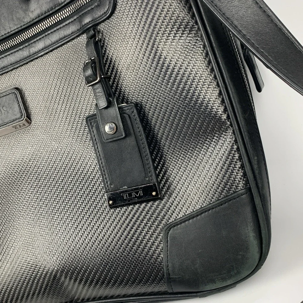 Tumi CFX Carbon Fiber Marina Medium Briefcase Luxury Black Bag Messenger 12x15